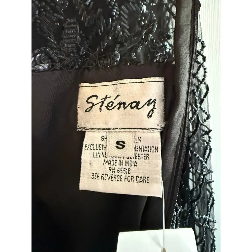 Vintage Women’s 1980s Stenay Beaded Silk Top Small NWT Glam Statement - Picture 9 of 11